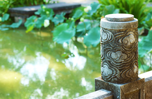Amazing Detail of Stone Railing in the Traditional Chinese Garden