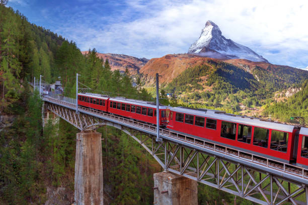 istock Zermatt, Switzerland. Gornergrat train on bridge 1473459000