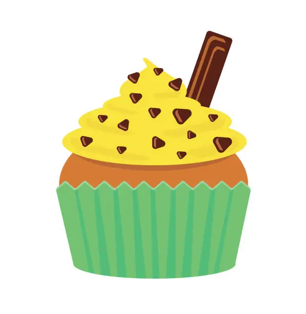 Vector illustration of Chocolate chip cupcake