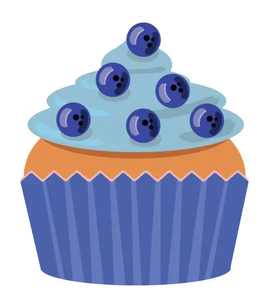 Vector illustration of Blueberry cupcake