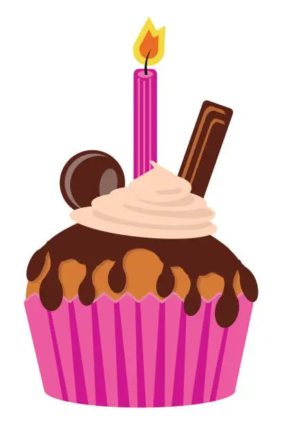 Vector illustration of Birthday cupcake