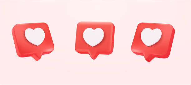 istock 3d Heart textbox, heart icon, love social media notification, love icon for instagram on the chat box. Set Like heart icon on a red pin. Set of heart in speech bubble icon. 3d vector illustration 1473461936