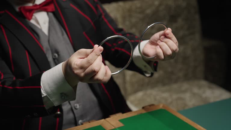 Close-up shot of a magician performing tricks