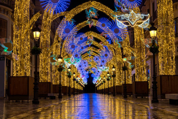 istock Carnival Decorations Illuminate Street in Malaga, Spain. 1473464319