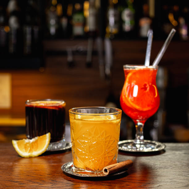 istock Spicy hot autumn drinks served on counter in cafe 1473465954