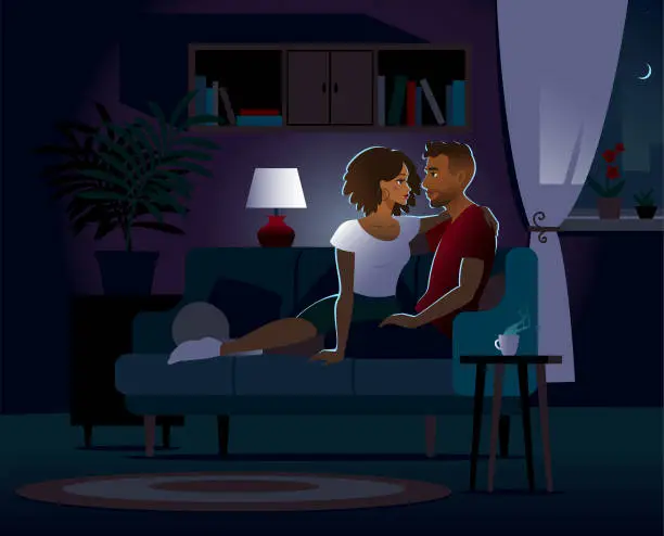 Vector illustration of Couple on a sofa