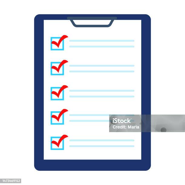 Cheklist Red Checklist With Red Checkmarks Stock Illustration - Download Image Now ...