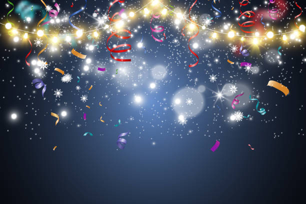 istock Christmas bright, beautiful lights, design elements. Glowing lights for design of Xmas greeting cards. Garlands, light Christmas decorations. 1473470364