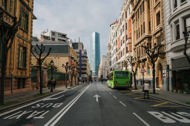 A street in the city center of Bilbao, Spain