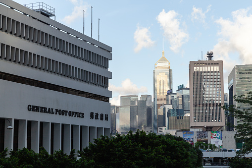 Hong Kong - July 11, 2017: Street view of Hong Kong city, General Post Office building