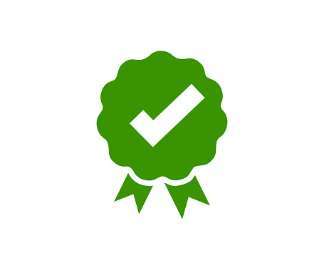 Certified or approved with checkmark. Checklist, check mark, check.  Correct vote choice isolated vector design and illustration.