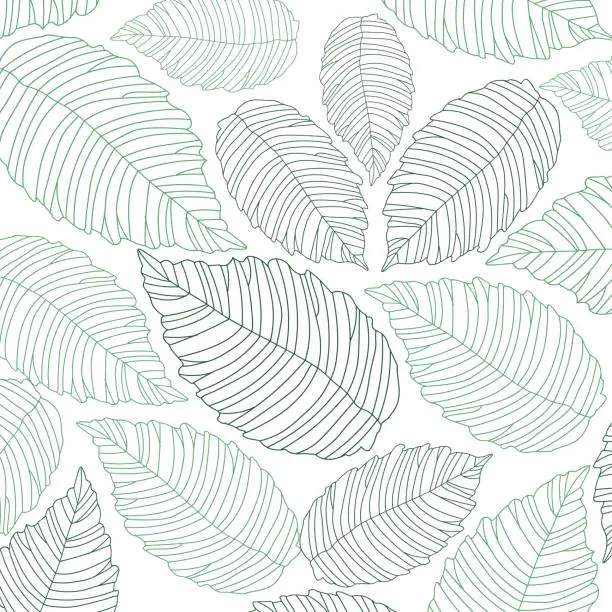 Vector illustration of Line art leaves background vector