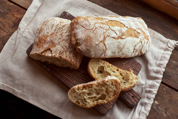 istock Sliced Ciabatta bread on linen towel 1473477434