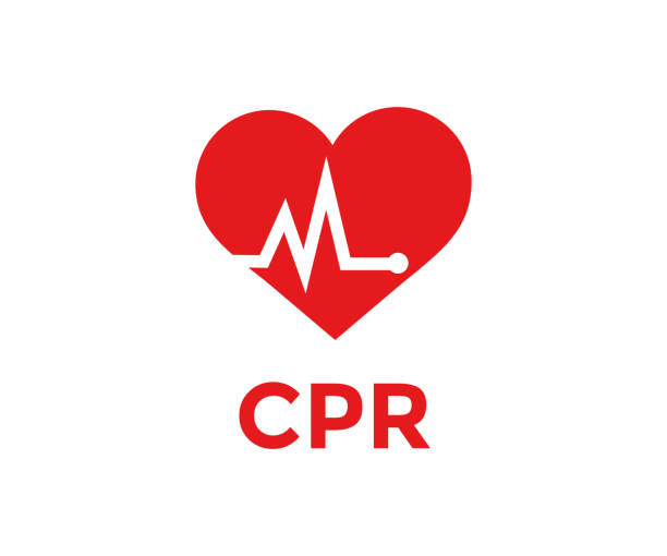 cpr、健康監視(心肺蘇生法)のシンボル。緊急除細動器のサインまたはアイコンベクター画像デザインとイラスト。 - 心臓刺激伝導系点のイラスト素材／クリップアート素材／マンガ素材／アイコン素材