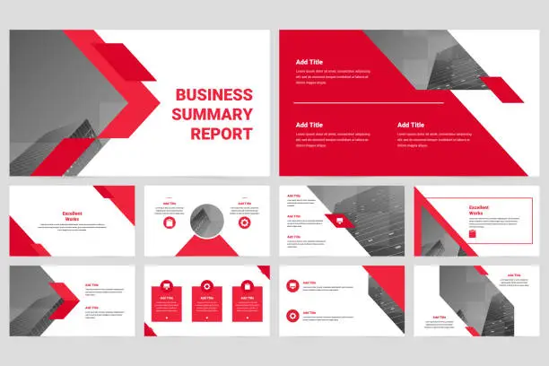Vector illustration of Red Modern Business General Work Presentation