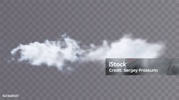 White Smoke Puff Isolated On Transparent Black Background Steam