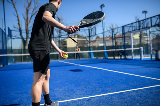 Young people playing Padel Tennis stock photo