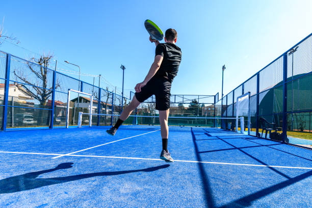 Young people playing Padel Tennis stock photo
