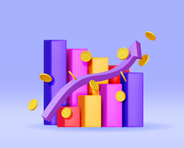 istock 3D Growth Stock Chart Arrow with Golden Coins 1473487086
