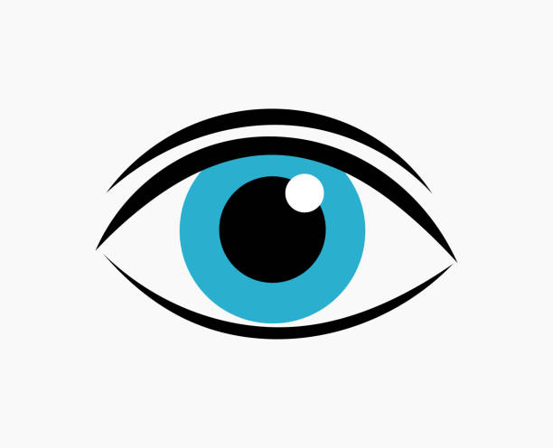 ilustraciones, imágenes clip art, dibujos animados e iconos de stock de icono de ojo azul. ilustración vectorial. - color de ojos