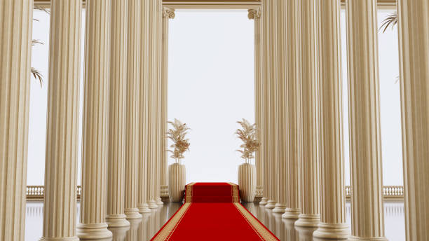 istock red carpet leading to shaining door, black columns 1473488675