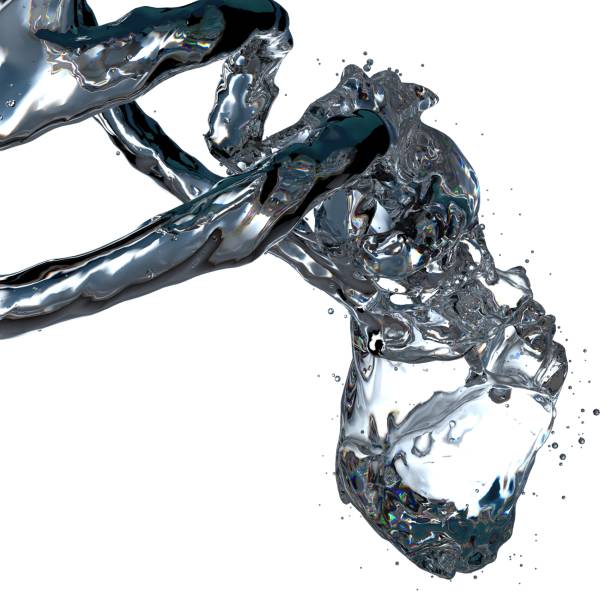 istock Isolated 3d rendering fresh and clean graphic design element material looking up from below transparent fluid sophisticated water drop 1473488742
