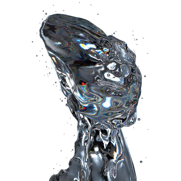 istock Isolated 3D rendering fresh and clean graphic design element material of transparent fluid striking refraction cosmetic water drop 1473488836