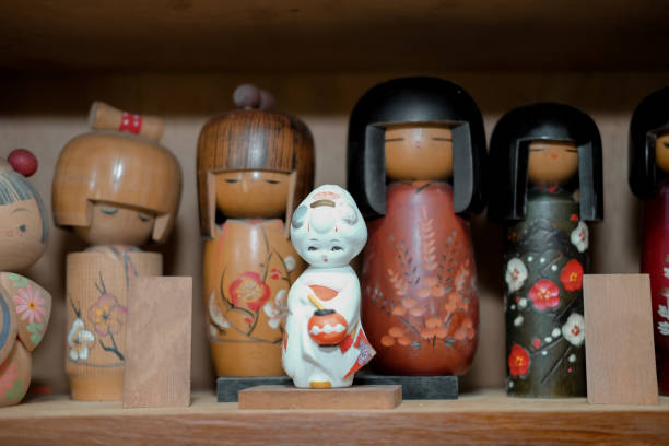 Unique wooden doll stock photo