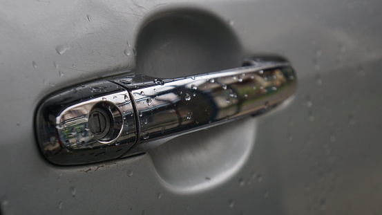 close up with fokus on the car door handle