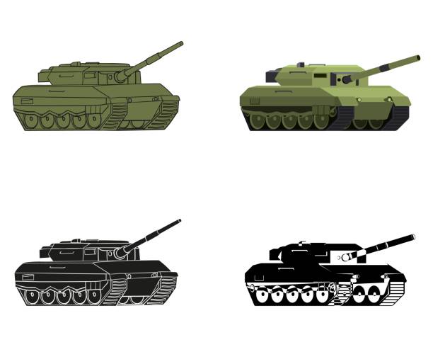 set of main battle tank. german military vehicle leopard 2. - leopard tank 幅插畫檔、美工圖案、卡通及圖標