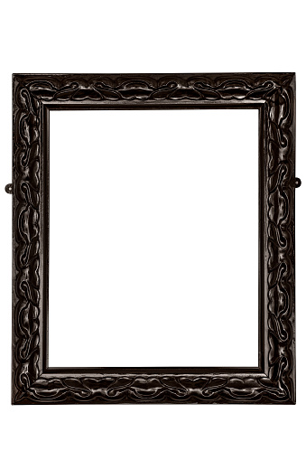 Rich black frame isolated on white background. Clipping paths included.
