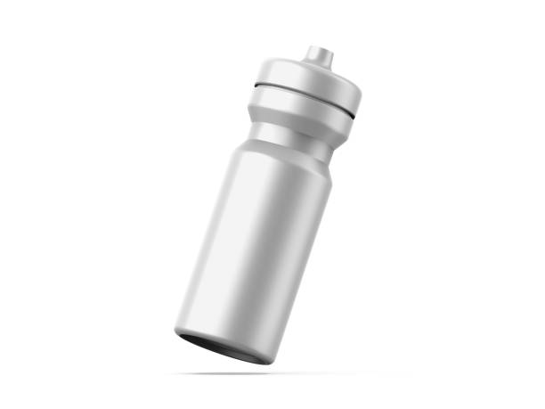 istock Metallic sport sipper bottles for water isolated mock up and template design. 3d render illustration. 1473508397