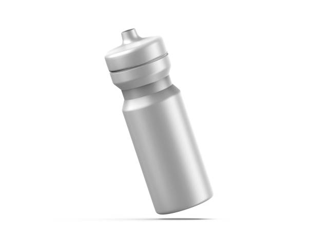istock Metallic sport sipper bottles for water isolated mock up and template design. 3d render illustration. 1473508401