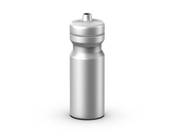 istock Metallic sport sipper bottles for water isolated mock up and template design. 3d render illustration. 1473508402