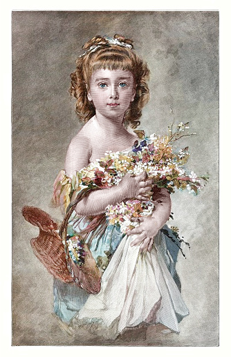 Little girl with flowers
Original edition from my own archives
Source : Correo de Ultramar 1881