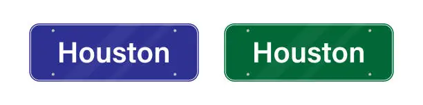 Vector illustration of Houston road sign. Welcome to Houston. Vector image. Road sign with city name