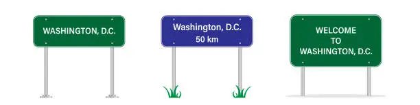 Vector illustration of Washington road sign. Welcome to Washington. Entering the city billboard. Vector image