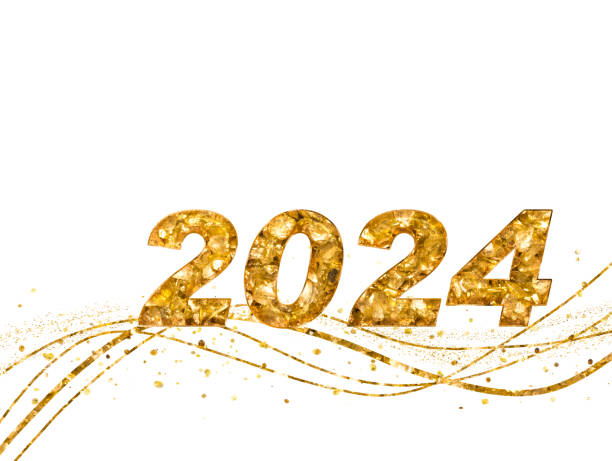istock Happy new year 2024 gold glitter wave 1473510400