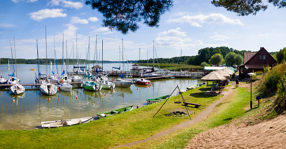 Tars, Denmark, 18 July 2019: The tiny and picturesque Tars fishing marina and harbour, on the island of Lolland in Denmark. A pretty travel destination 'off the beaten track'.