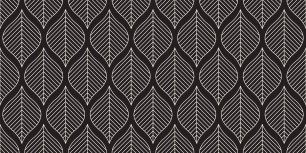 Seamless Organic Leaf Vector Pattern Seamless. Colors easily changed. Editable Stroke. black and white stripes stock illustrations
