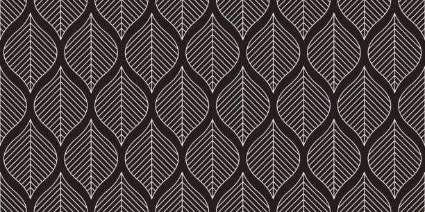 Seamless Organic Leaf Vector Pattern Seamless. Colors easily changed. Editable Stroke. foliate pattern stock illustrations