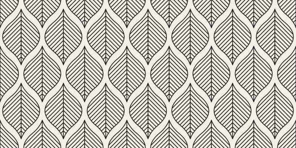 бесшовный органический векторный узор листа - foliate pattern stock illustrations