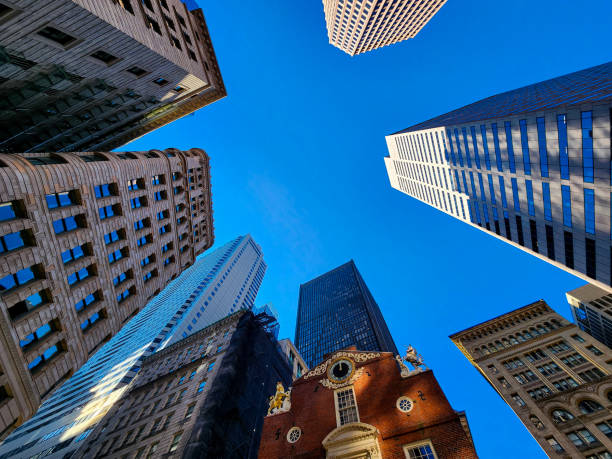 Modern perspective on modern cityscape skyscrapers.