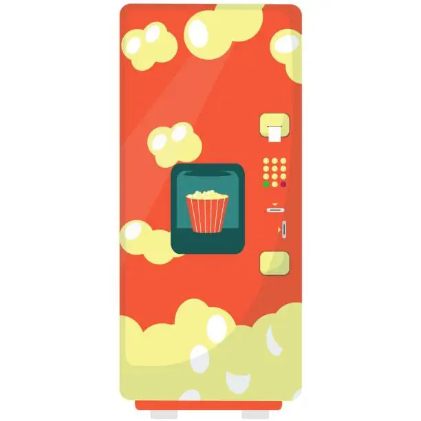 Vector illustration of Vector food vending machine for popcorn sell