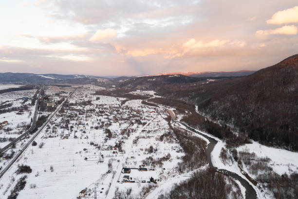 istock Aerial view of winter mountains. 1473517280