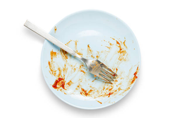 istock A dirty plate with leftover sauce. Isolated on a white background. 1473519445