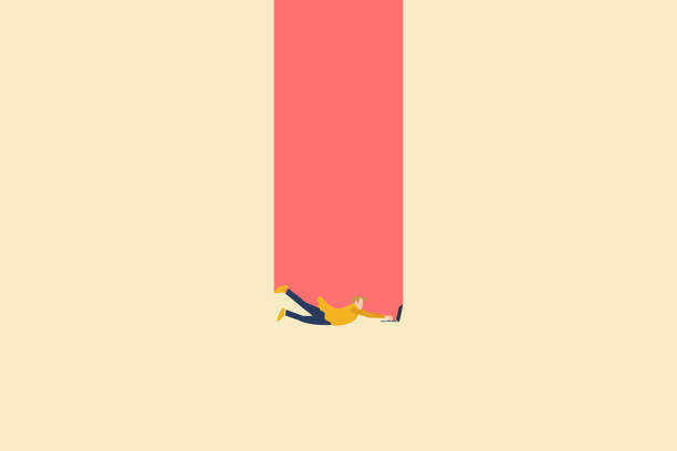 istock Business and financial crisis vector concept with businessman falling down the hole with laptop. Symbol of market crash, recession, risk, bankruptcy and loss 1473520393