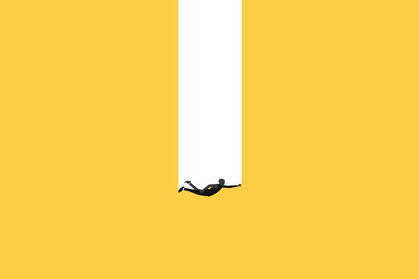 istock Business and financial crisis vector concept with businessman falling down the hole. Symbol of market crash, recession, risk, bankruptcy and loss. Eps10 illustration 1473520850