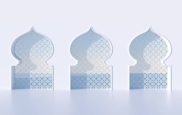 istock 3d render mosque element in ornate arabic, Islamic architecture style. Sun and sea. Ramadan Kareem. Muslim community festival. 1473520992