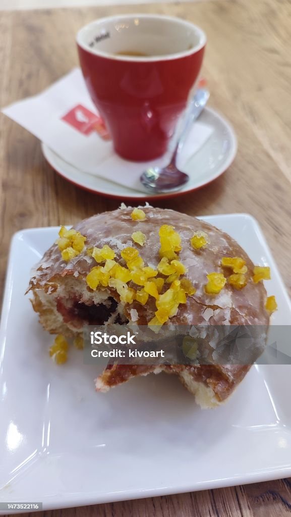 Donut and coffee in the background donut and coffee in the background Baked Pastry Item Stock Photo
